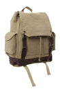 Vintage Khaki Canvas Expedition Backpack with Leather Accents