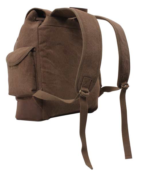 Vintage Brown Canvas Expedition Backpack with Leather Accents