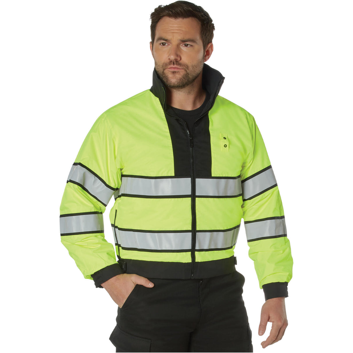 Reversible High-Visibility Green Reflective Work Jacket