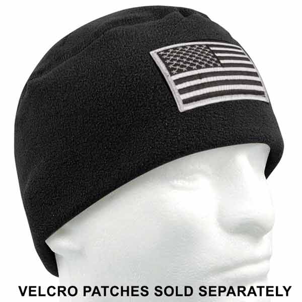 Military Style Polar Fleece Watch Cap with Patch Loop