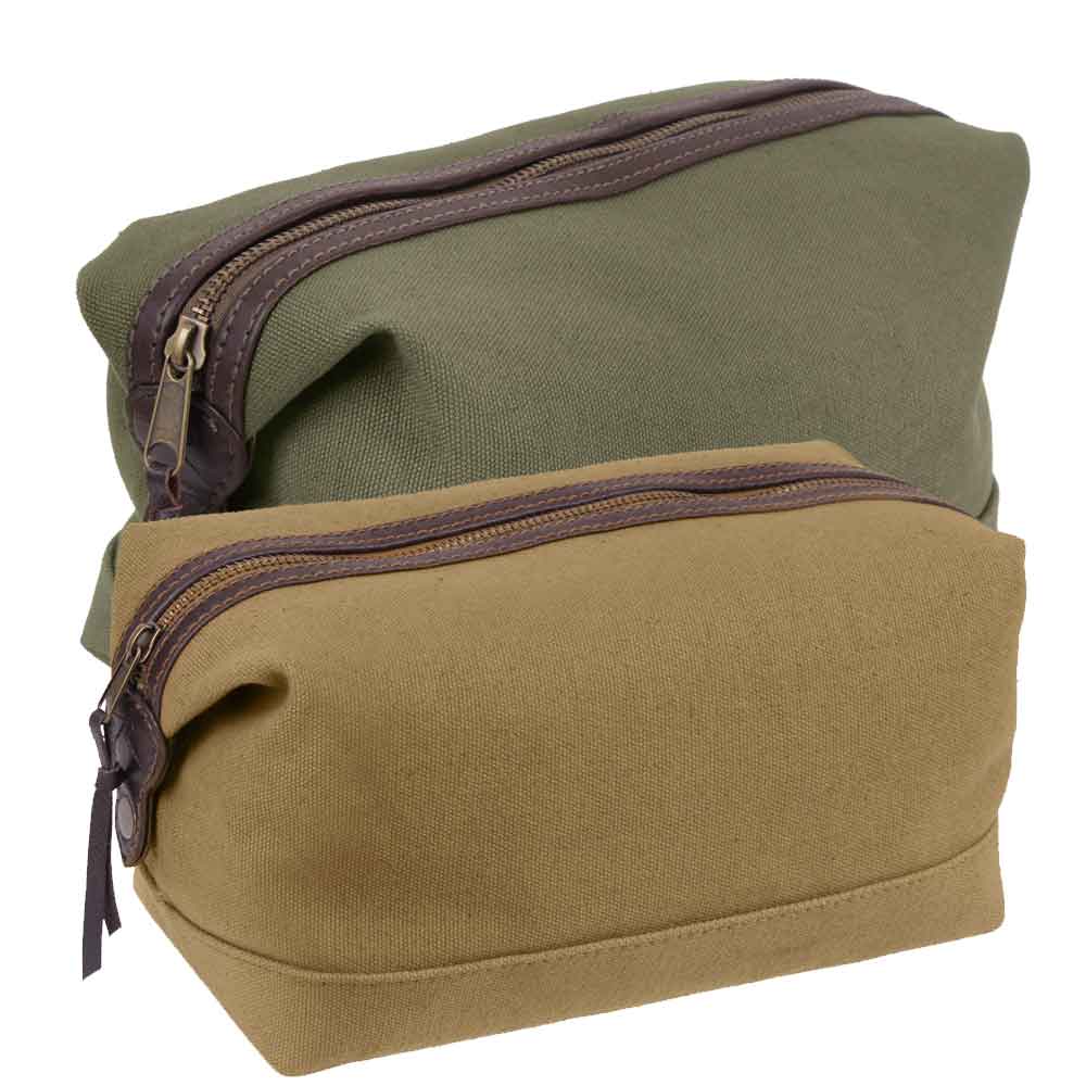 Coyote Canvas and Leather Military Toiletry Bag