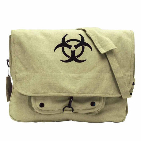 Vintage Biohazard Khaki Canvas Messenger Bag