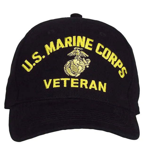 US Marines Veteran Black and Gold Baseball Hat