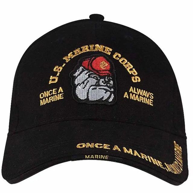 US Marines Bulldog Black Baseball Hat