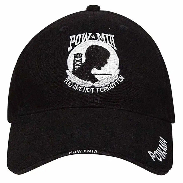 POW/MIA Black and White Embroidered Baseball Hat