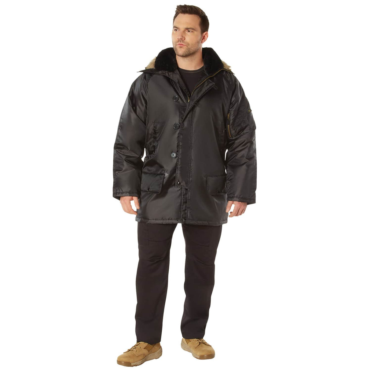 Black Military N-3B Style Winter Parka