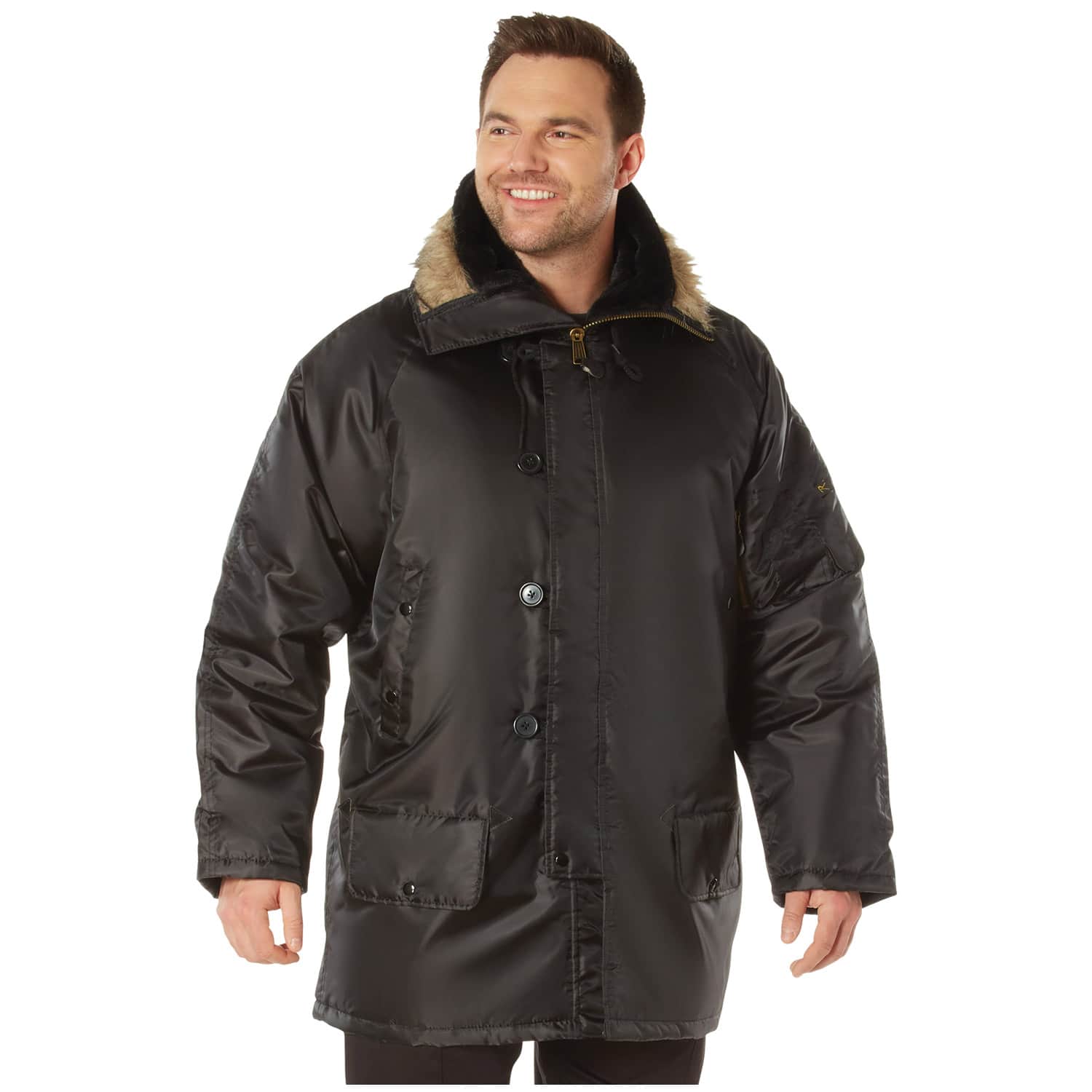 Black N-3B Military Style Winter Parka - Main Image