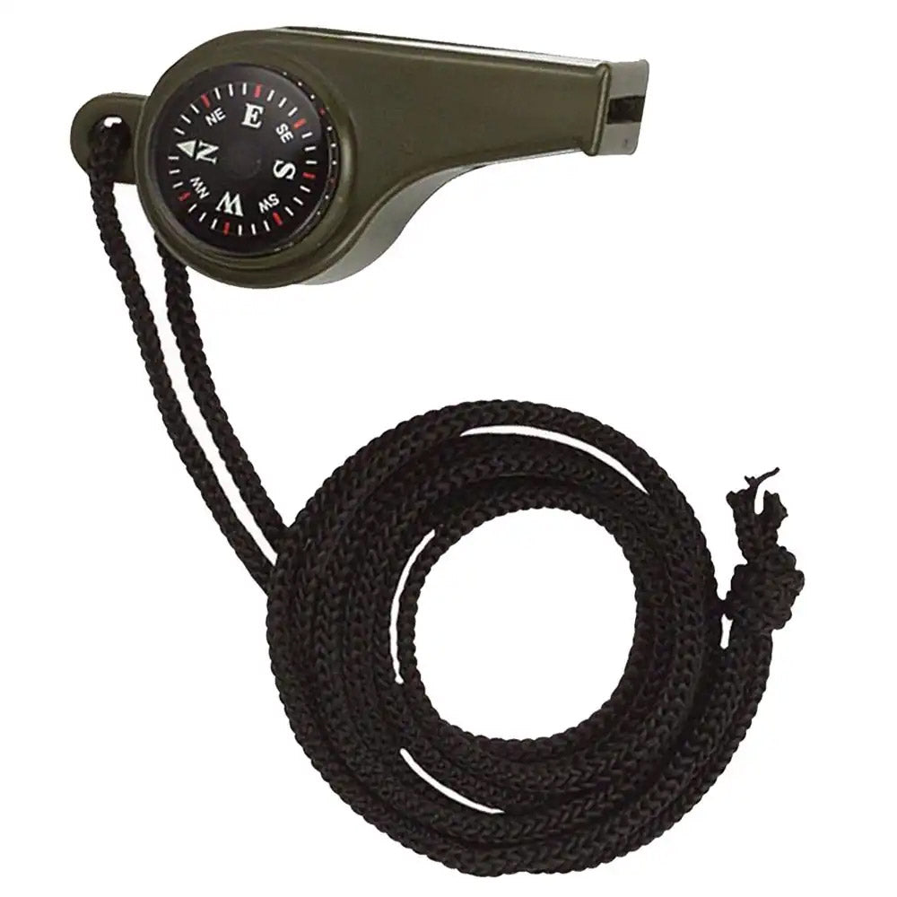 Olive Drab Whistle with Compass & Thermometer