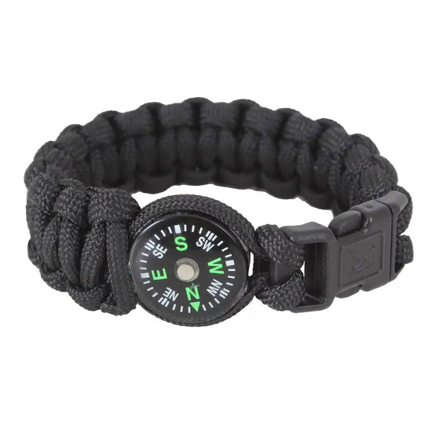 Black Military Paracord Bracelet with Compass