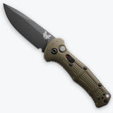 Benchmade 9570BK-1 Mini Claymore AUTO Folding Knife with 3 inch CPM-D2 Black Drop Point Plain Blade & Ranger Green Grivory Handle