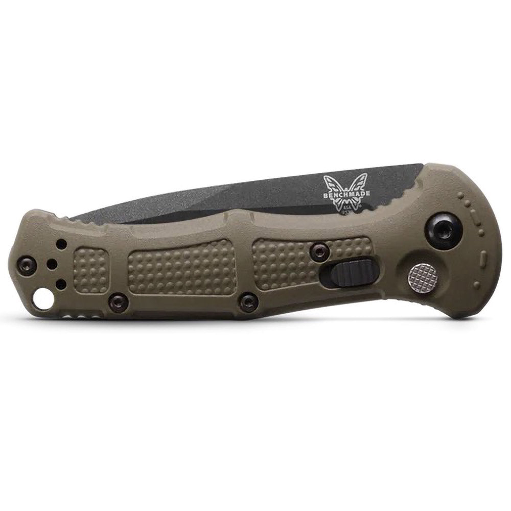 Benchmade 9570BK-1 Mini Claymore AUTO Folding Knife with 3 inch CPM-D2 Black Drop Point Plain Blade & Ranger Green Grivory Handle