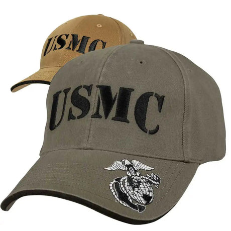 Vintage USMC Stencil Text Embroidered Baseball Hat