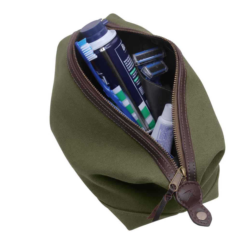 Canvas and Leather Military Style Dopp Kit