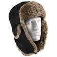 Black Fur-Trimmed Trapper Hat