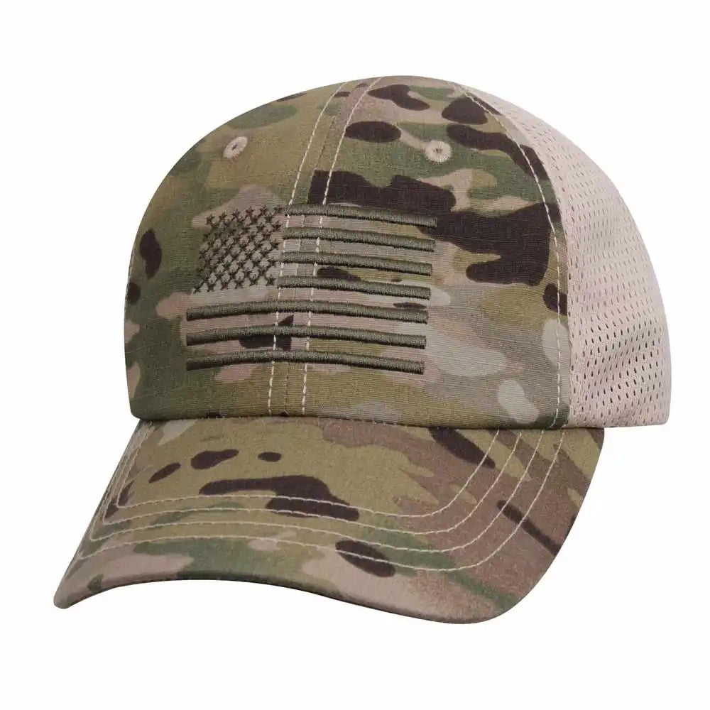 American Flag Multicam Meshback Baseball Hat