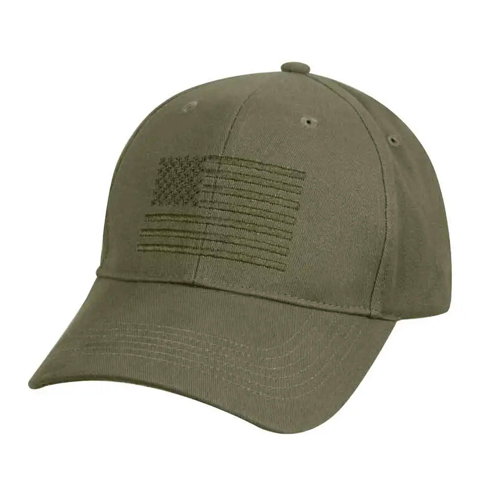 Olive Drab Tone On Tone Embroidered US Flag Baseball Hat