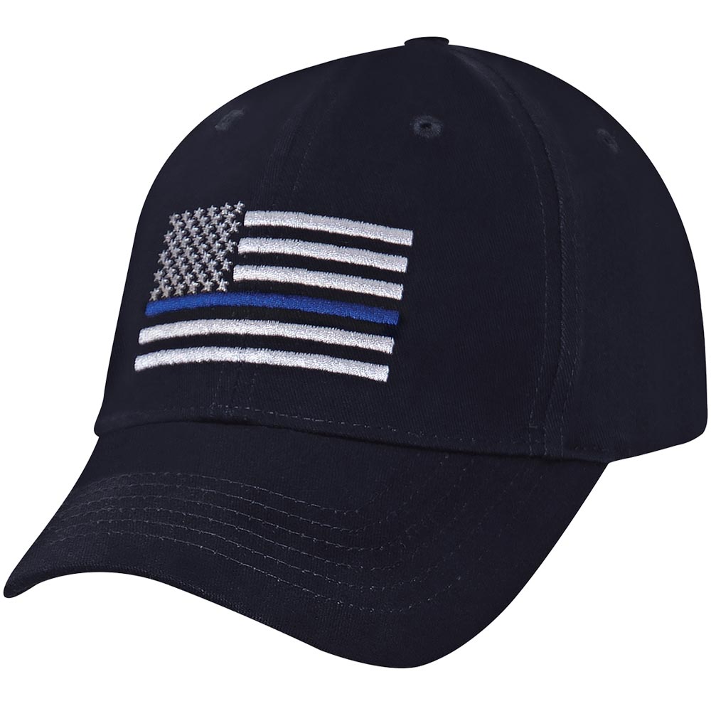 Embroidered Thin Blue Line Law Enforcement Flag Baseball Hat