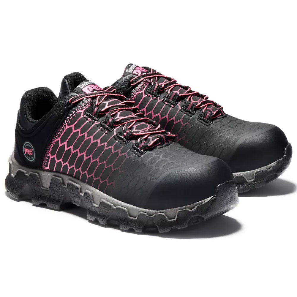 Timberland Pro Women's Powertrain Black/Pink Alloy Toe Work Shoe