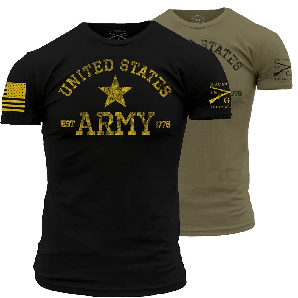 Howitzer Men's T-Shirt Tree Of Liberty – Military Grunt Style Patriotic Gray Tee