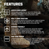 The Condor Brigade 8-inch Tactical Boots - Zip (Coyote Brown) feature Lock & Load lacing, Hex-7 zone traction, airport-friendly build, and a YKK side zipper for secure, convenient access.