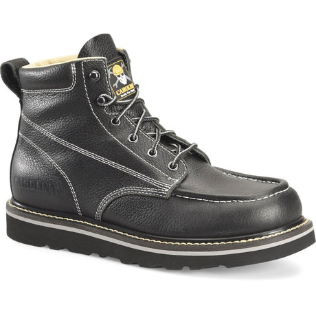 Carolina Flatiron Black 6-Inch Moc Toe Wedge Work Boot