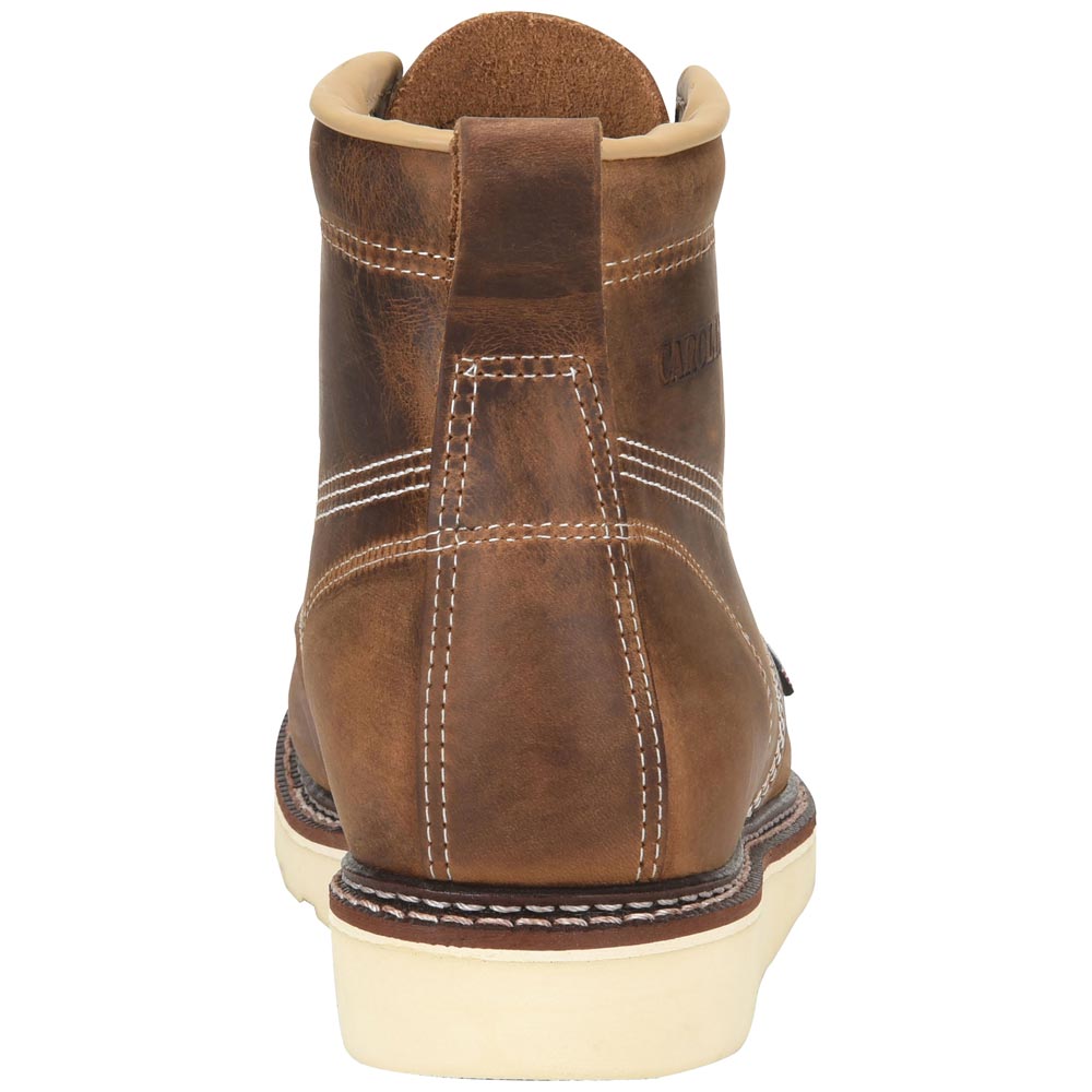 Carolina Amp Brown 6-inch USA Made Soft Toe Moc Wedge Sole Work Boot