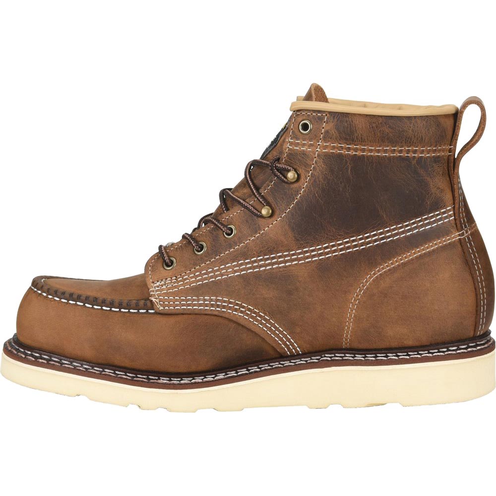 Carolina Amp Brown 6-inch USA Made Soft Toe Moc Wedge Sole Work Boot