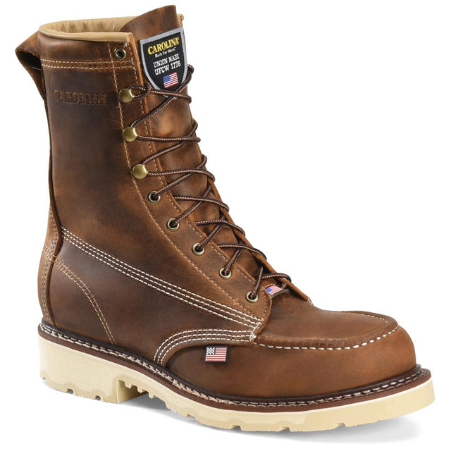 Carolina Ferric Brown 8-inch USA Made Soft Toe Moc Work Boot