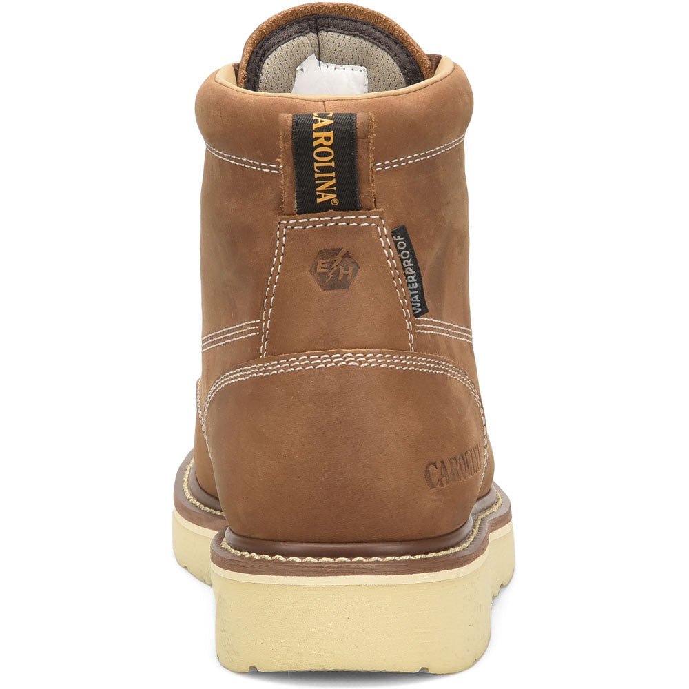 Carolina Amp 6-Inch Brown Waterproof Moc Toe Wedge Work Boot