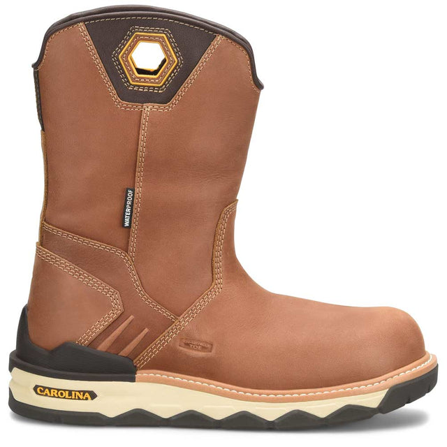 Carolina Earthmover 10-Inch Brown Waterproof Comp Toe Wedge Pull-On Work Boot