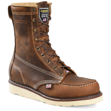 Carolina Amp Brown 8-inch American Made Soft Toe Moc Wedge Sole Work Boot