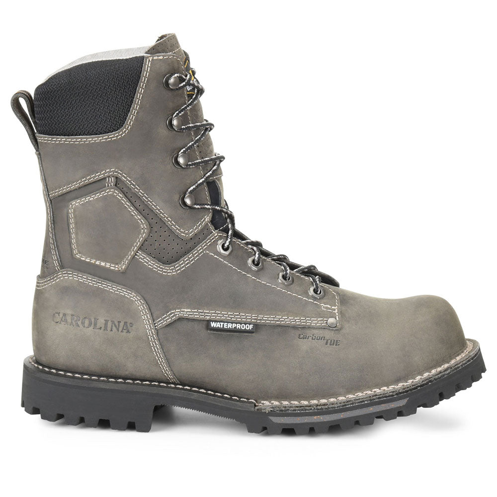 Carolina Pitstop 8-Inch Gray Waterproof Composite Toe Work Boot