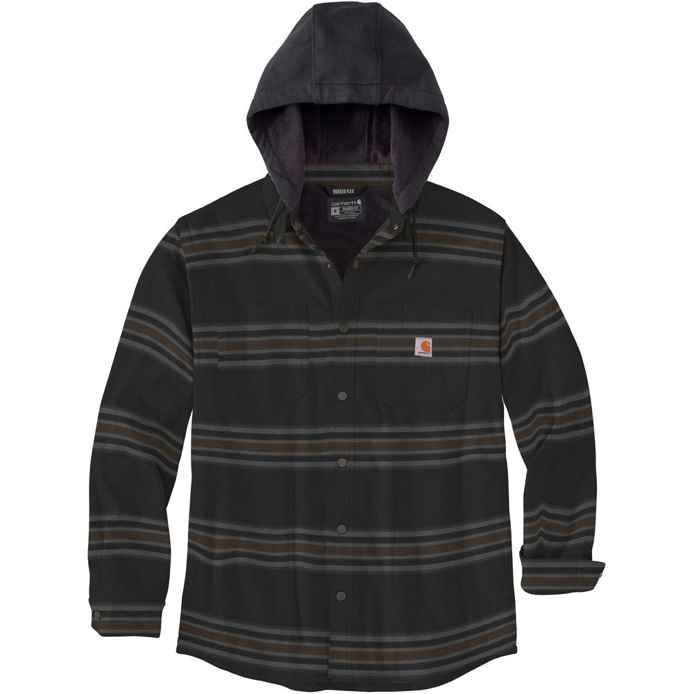 Carhartt Rugged Flex Relaxed Fit Flannel Fleece Lined Hooded Shirt Jac