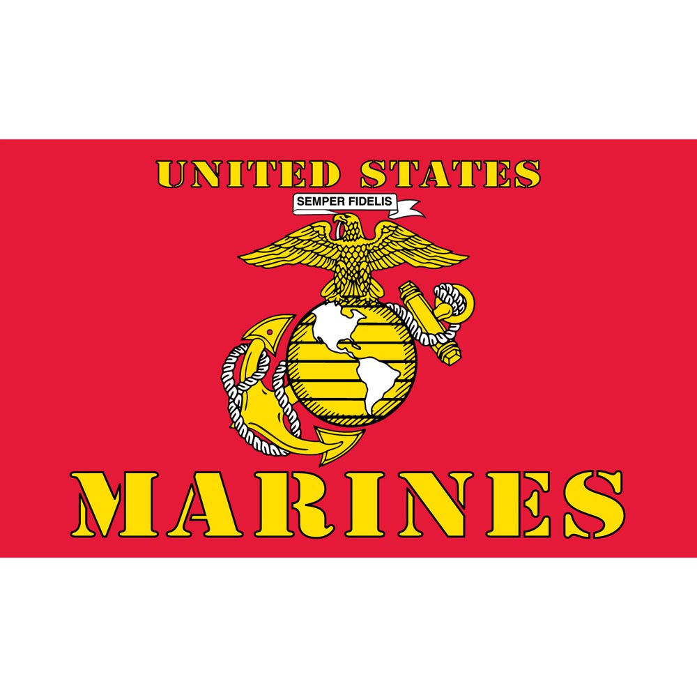 US Marines Globe & Anchor Red/Gold 3 x 5 Flag - Made in USA