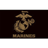 US Marines Globe & Anchor Black/Gold 3 x 5 Flag - Made in USA