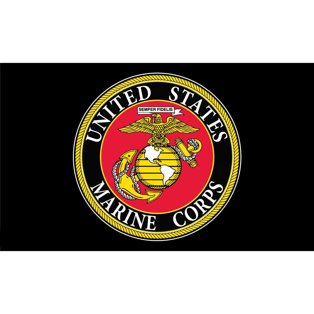 US Marine Corps Seal Black/Red 3 x 5 Flag - Made in USA