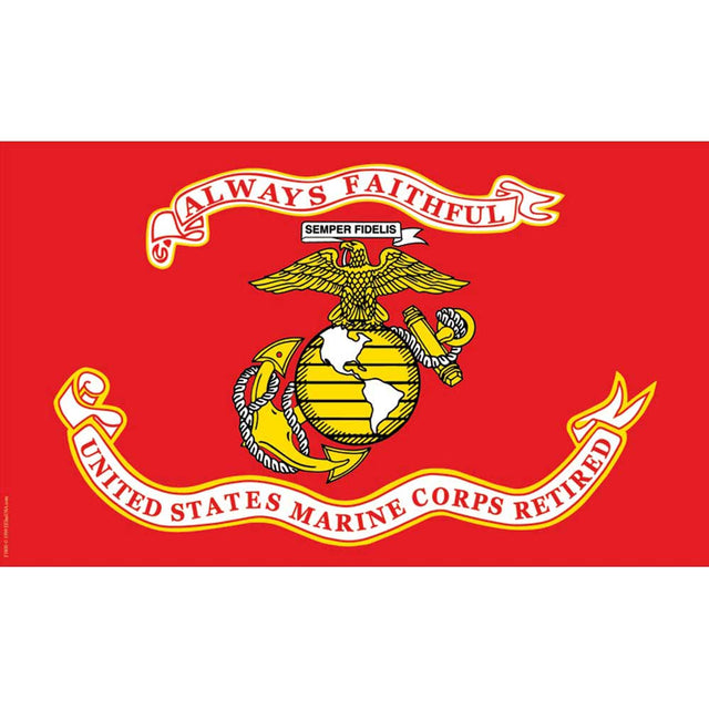 US Marines Always Faithful Retired Vet Red 3 x 5 Flag - Made in USA