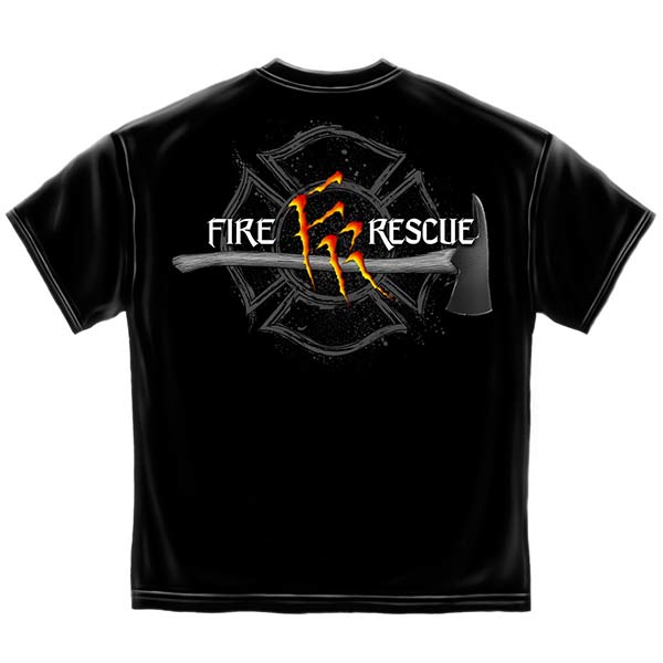 Monster Claws Fire Rescue Firefighters T-Shirt - Black