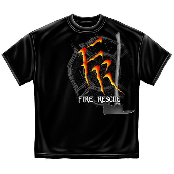 Monster Claws Fire Rescue Firefighters T-Shirt - Black