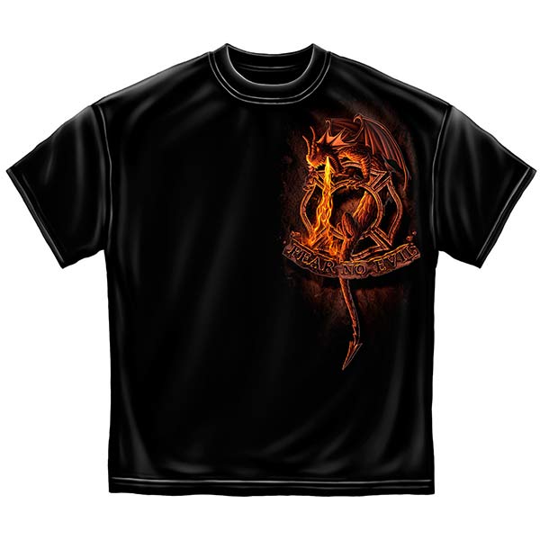 Fear No Evil Dragon Firefighters T-Shirt - Black