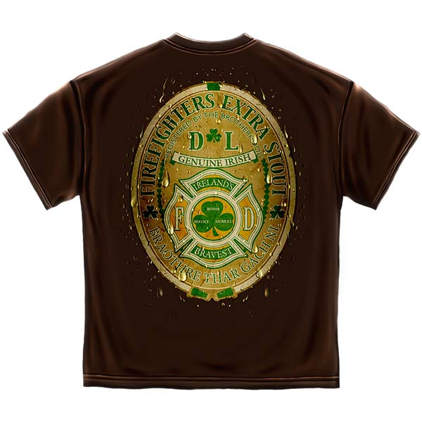 Ireland's Bravest Extra Stout Firefighters Brown T-Shirt