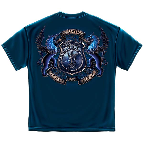 Protect and Serve Coat of Arms Police T-Shirt - Navy