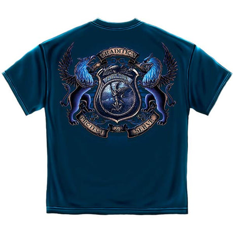 Protect and Serve Coat of Arms Police T-Shirt - Navy