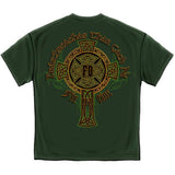 Irish Heritage Gold Cross Firefighter T-Shirt - Hunter Green