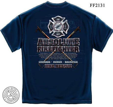 Absolute Firefighter Blue Print Navy T-Shirt