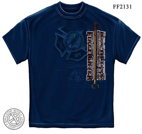 Absolute Firefighter Blue Print Navy T-Shirt