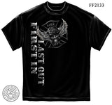 Steel Fire Wings Firefighter T-Shirt - Foil Stamp Black