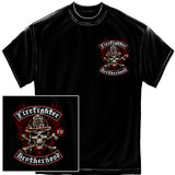 Biker Cross Bones Firefighter T-Shirt - Black