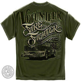 American Classic Volunteer Firefighter T-Shirt - Olive Green