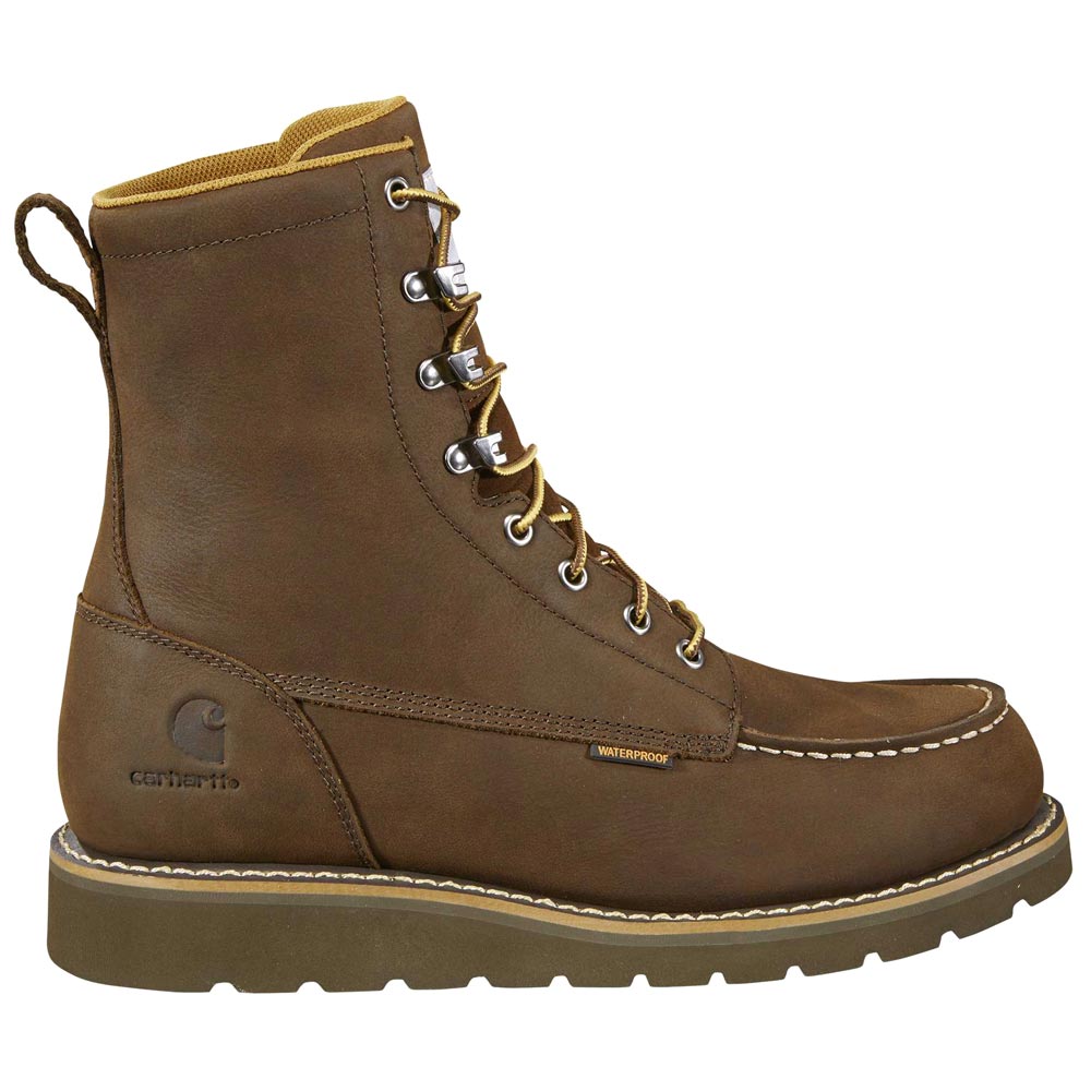 Carhartt Waterproof 8-Inch Chocolate Brown Moc Toe Wedge Men's Work Boot